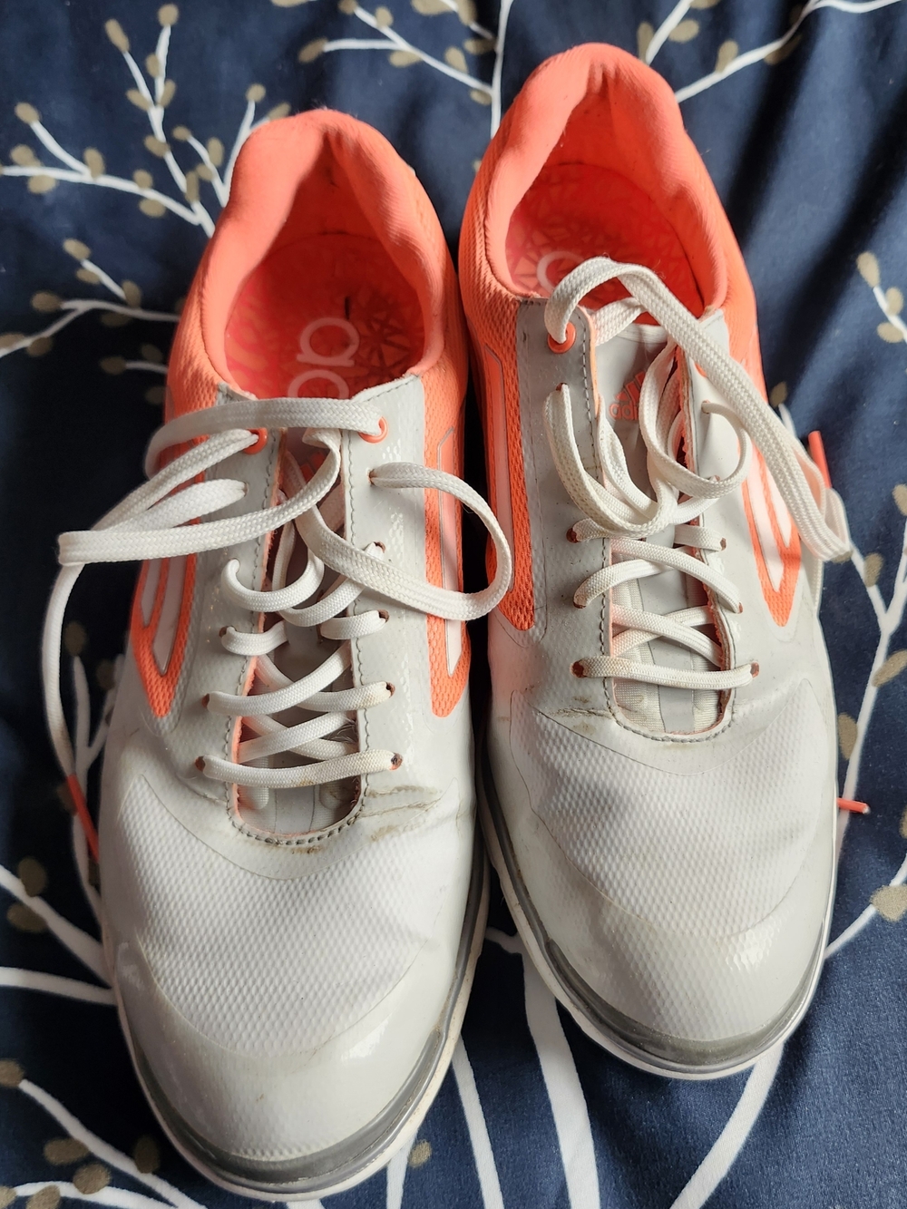 Women’s White and Coral Athletic Sneakers